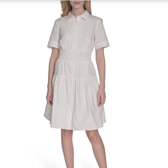 Vince Camuto Dresses & Skirts - Vince Camuto Woven Collared Short Sleeve Button Front Shirt Dress